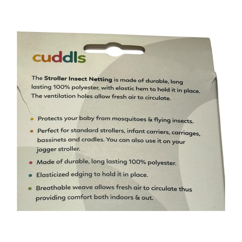 Cuddls 3 in 1 Stroller Insect Netting Mosquito Net 44x48 White NIB - Picture 6 of 6